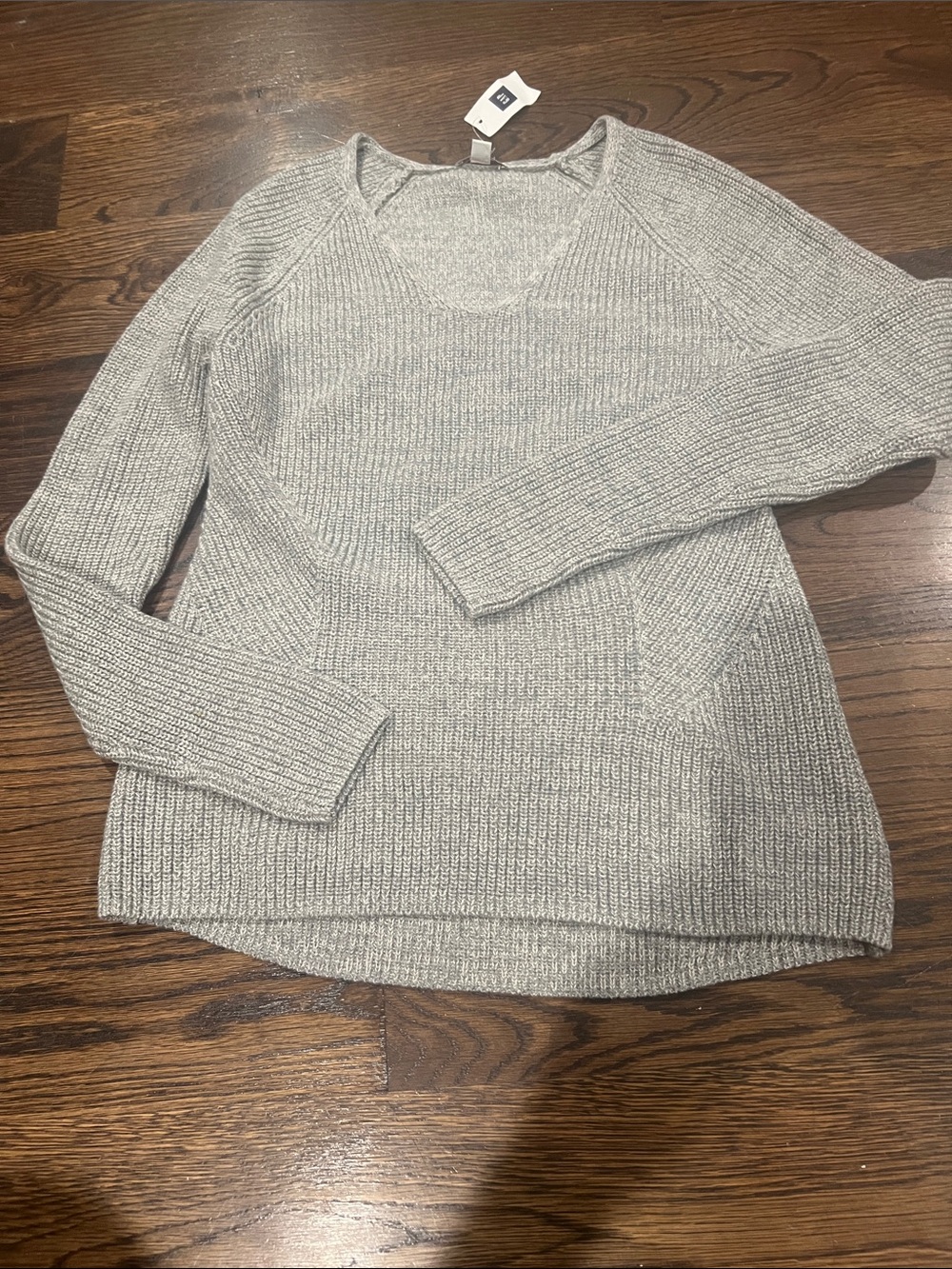 GAP Light Gray V-Neck Ribbed Sweater